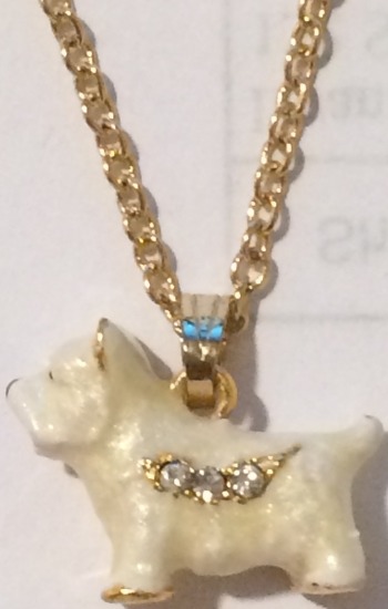 Kubla Crafts Bejeweled Enamel KUB 3811WN Westie West Highland Terrier Box and Necklace