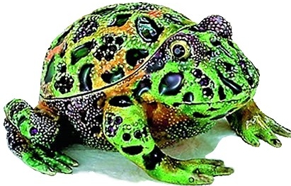 Kubla Crafts Bejeweled Enamel KUB 3843 Bull Frog Box