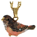 Kubla Crafts Bejeweled Enamel KUB 3925N Wren Bird Necklace