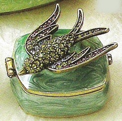Kubla Crafts Bejeweled Enamel KUB 3968 Mini Swallow Box
