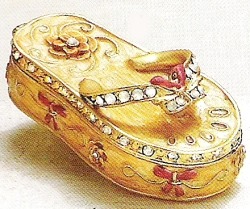 Kubla Crafts Bejeweled Enamel 3991PC Peach Flip Flop Box