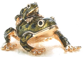 Kubla Crafts Bejeweled Enamel KUB 3994D Dark Froggy Back Frog