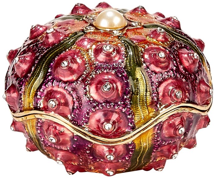 Kubla Crafts Bejeweled Enamel KUB 4 3155B Sea Urchin Box Coral
