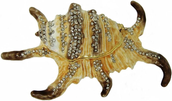 Kubla Crafts Bejeweled Enamel KUB 4 3181 Large Spider Conch Box