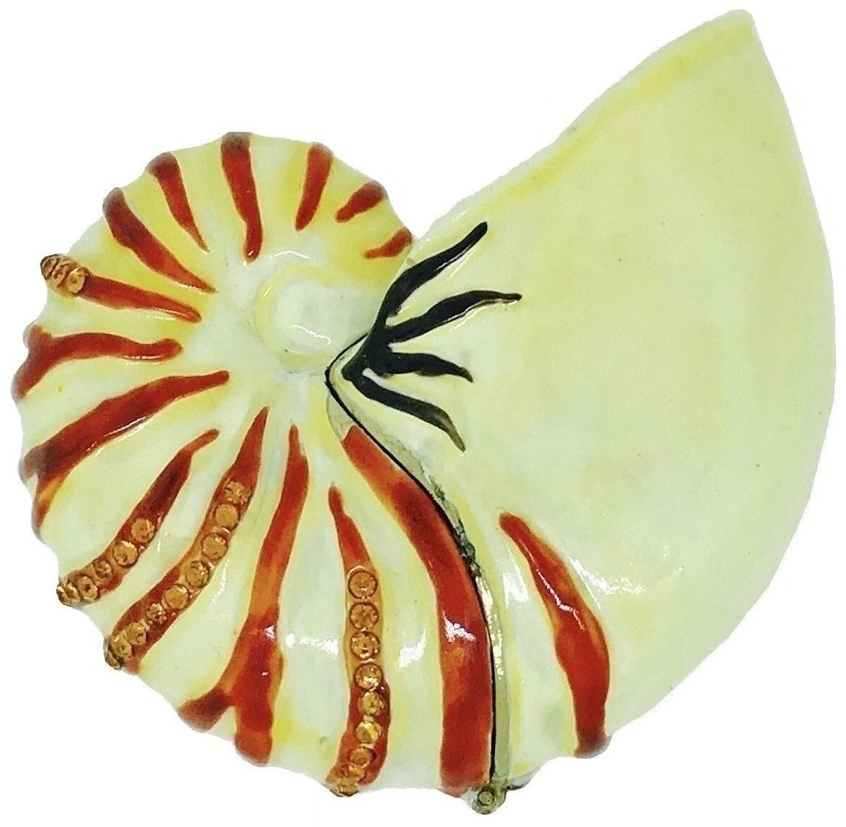 Kubla Crafts Bejeweled Enamel 3271 Large Nautilus Shell Box