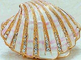 Kubla Crafts Bejeweled Enamel KUB 4 3798 Sea Shell Box