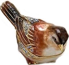 Kubla Crafts Bejeweled Enamel KUB 4 3816 Sparrow Box