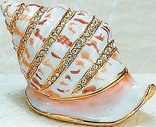 Kubla Crafts Bejeweled Enamel KUB 4 4177 Snail Shell Box