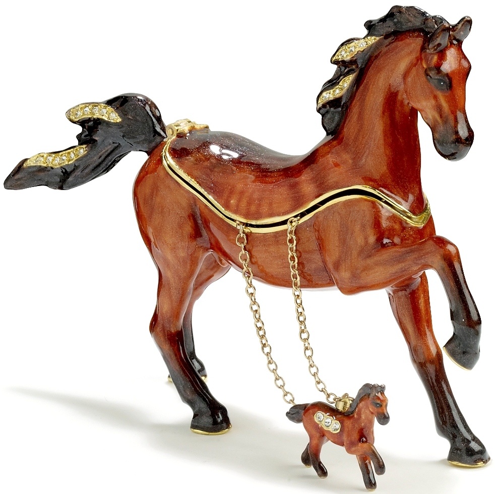 Kubla Crafts Bejeweled Enamel KUB 4 4186 Arabian Horse Box
