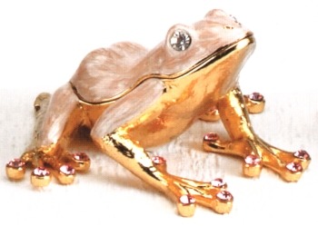 Kubla Crafts Bejeweled Enamel KUB 4004P Pink Frog Box