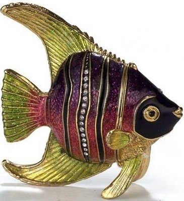 Kubla Crafts Bejeweled Enamel KUB 4047P Angel Fish Box