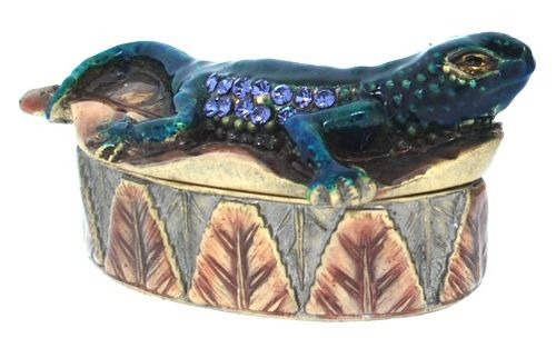 Kubla Crafts Bejeweled Enamel KUB 4076 Lizard on the Box