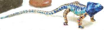 Kubla Crafts Cloisonne KUB 4148AA Chameleon Purple Blue Ornament