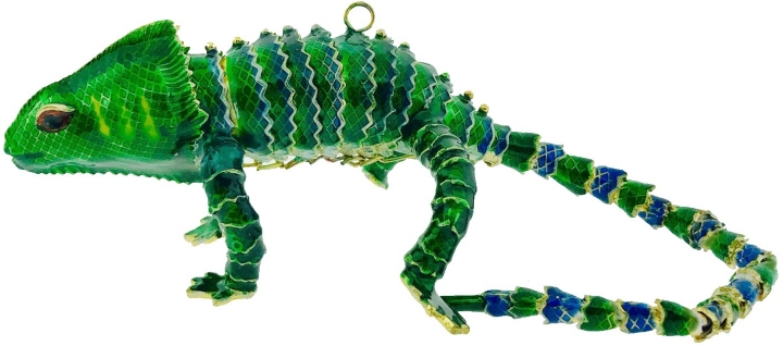Kubla Crafts Cloisonne 4148GB Chameleon Blue Green Ornament