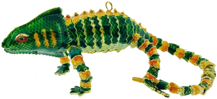 Kubla Crafts Cloisonne KUB 4148GR Chameleon Green Ornament