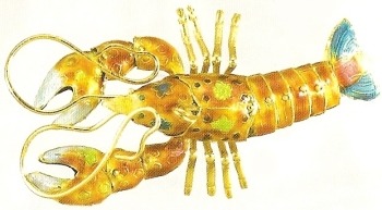 Kubla Crafts Cloisonne 4151R Cloisonne Orange Lobster Ornament