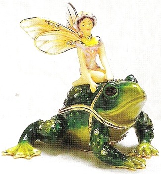 Kubla Crafts Bejeweled Enamel KUB 4197 Fairy on Frog Box