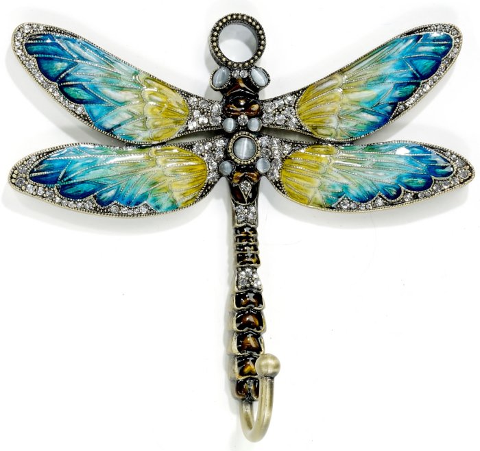 Kubla Crafts Bejeweled Enamel KUB 4205C Jeweled Enamel Blue Dragonfly Wall Hook