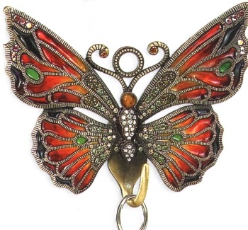 Kubla Crafts Bejeweled Enamel KUB 4208 Butterfly Wall HOOK
