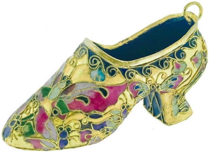 Kubla Crafts Cloisonne 4245BU Cloisonne Shoe Butterfly Design Ornament