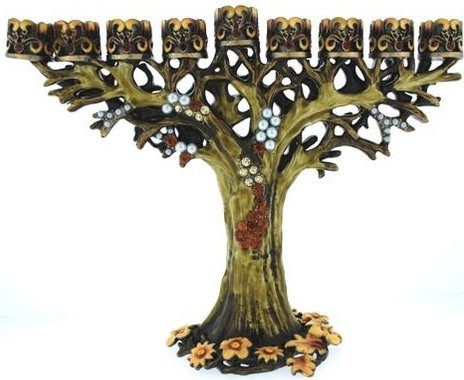 Kubla Crafts Bejeweled Enamel KUB 4261B Light Color Tree Menorah