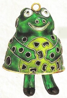 Kubla Crafts Cloisonne KUB 4296F Cloisonne Frog Bell Ornament