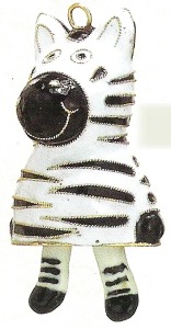 Kubla Crafts Cloisonne 4296Z Cloisonne Zebra Bell Ornament