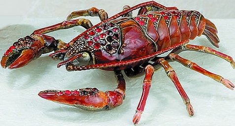 Kubla Crafts Bejeweled Enamel KUB 44 3739 Extra Large Lobster Box