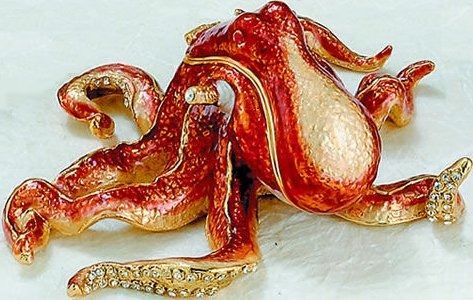 Kubla Crafts Bejeweled Enamel KUB 44 4175 Large Octopus Box