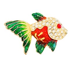 Kubla Crafts Bejeweled Enamel 4500RK Koi Brooch