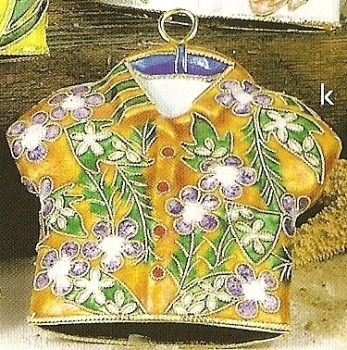 Kubla Crafts Cloisonne KUB 4512E Cloisonne Hawaiin Shirt Ornament