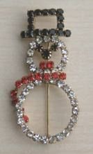 Kubla Crafts Bejeweled Enamel KUB 4528 Sapphire Snowman Brooch