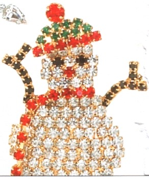 Kubla Crafts Bejeweled Enamel KUB 4537 Twig Arm Snowman Brooch