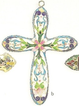 Kubla Crafts Bejeweled Enamel 4706 Enamel Cross Ornament double sided Set of 2