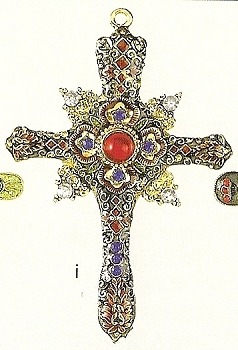 Kubla Crafts Bejeweled Enamel KUB 4721 Gem Cross Ornament