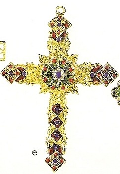 Kubla Crafts Bejeweled Enamel 4723 Gem Cross Ornament Set of 2
