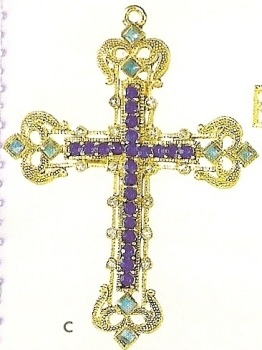 Kubla Crafts Bejeweled Enamel KUB 4735 Gem Cross Ornament