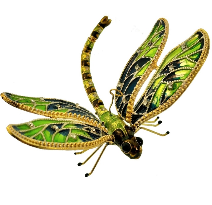 Kubla Crafts Cloisonne 4749C Articulated Enamel Dragonfly Ornament
