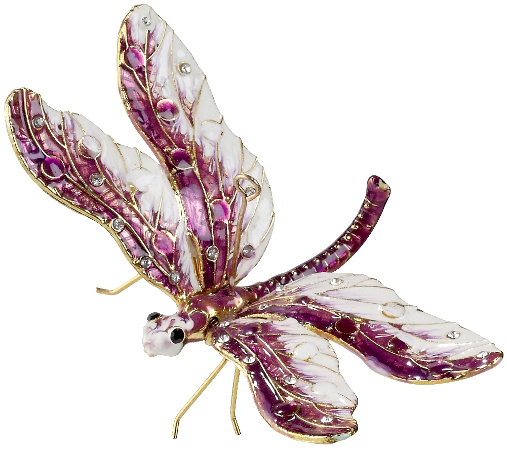 Special Sale SALE4770PW Kubla Crafts Cloisonne 4770PW Bejeweled Purple White Dragonfly Ornament