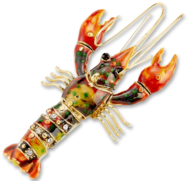 Kubla Crafts Cloisonne 4797GR Articulated Lobster Ornament