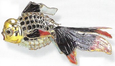 Kubla Crafts Cloisonne 4811Bi Set of 3 Koi Fish Ornaments