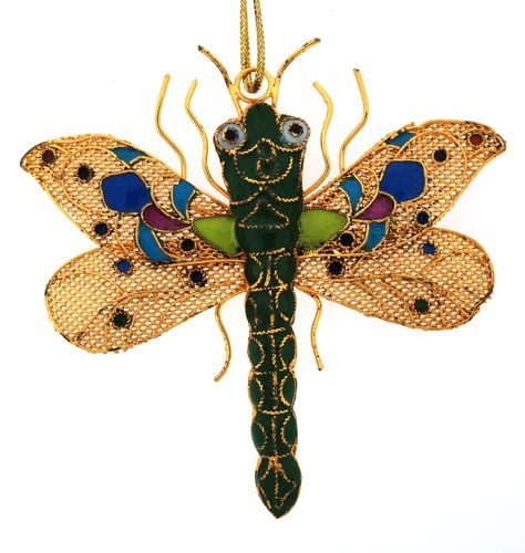 Kubla Crafts Cloisonne KUB 4816 Dragonfly Ornament Set of 4