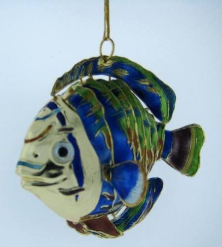 Kubla Crafts Cloisonne KUB 4873B Cloisonne Large Blue Fish Ornament