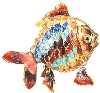 Kubla Crafts Cloisonne KUB 4874PR Cloisonne Art Large Fish Ornament