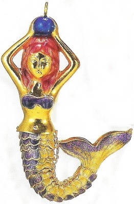 Kubla Crafts Cloisonne 4876P Cloisonne Mermaid Ornament Purple