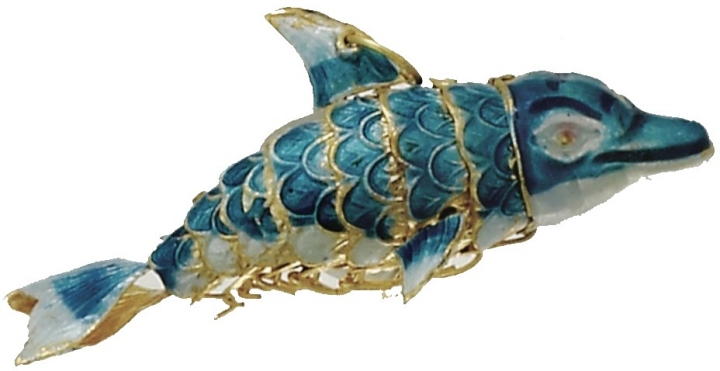 Kubla Crafts Cloisonne KUB 4889T Cloisonne Small Dolphin Ornament