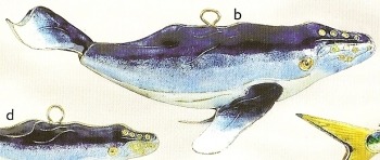 Kubla Crafts Cloisonne KUB 4894 Humpback Whale Enamel Ornament