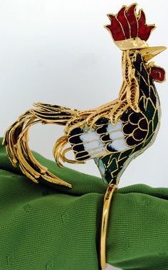 Kubla Crafts Cloisonne KUB 4918A Rooster Enamel Napkin Ring