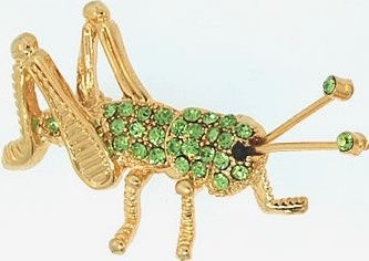 Kubla Crafts Bejeweled Enamel KUB 5 0222 Austrian Crystal Grasshopper