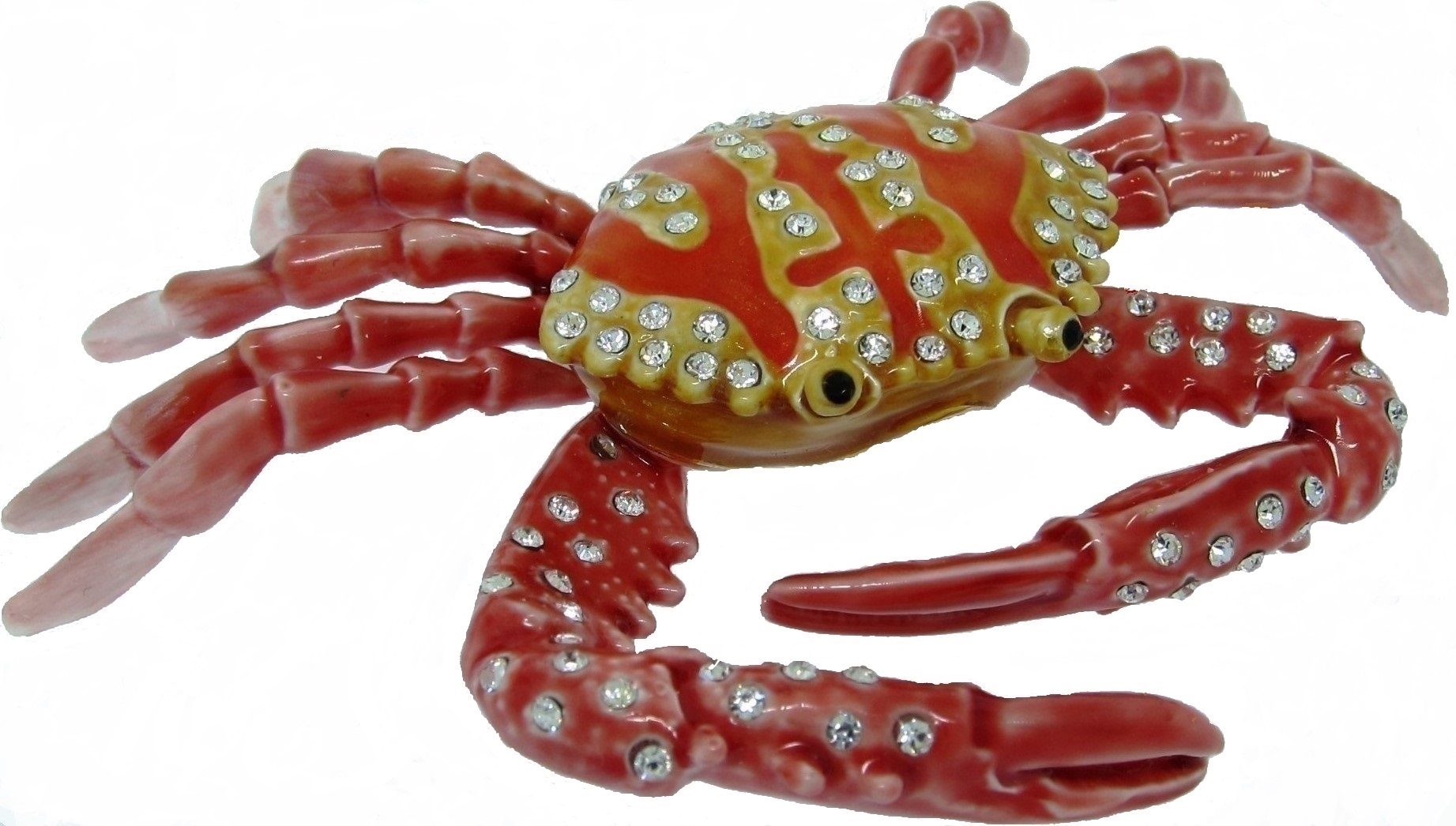 Kubla Crafts Bejeweled Enamel KUB 5 3288 Orange Crab Box